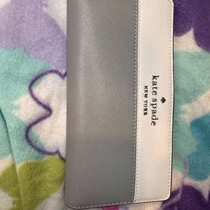 Kate Spade New York Bifold Wallet Gray & White Leather